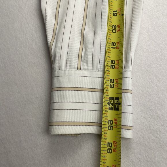 Sean John Mens Ivory Tan Striped Button Up Long Sleeve-L (16 34-35) - Picture 7 of 13